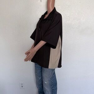 Monterey Club Men's Black and Tan Quarter Zip Shirt L